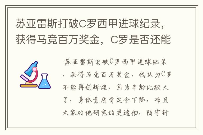 苏亚雷斯打破C罗西甲进球纪录,获得马竞百万奖金,C罗是否还能再创辉煌?