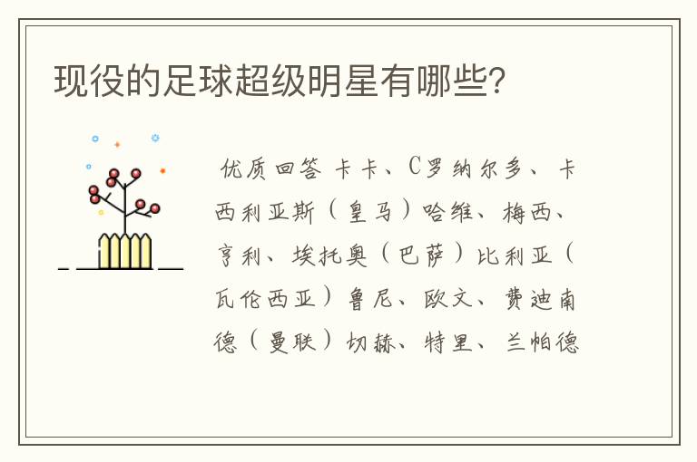 现役的足球超级明星有哪些?