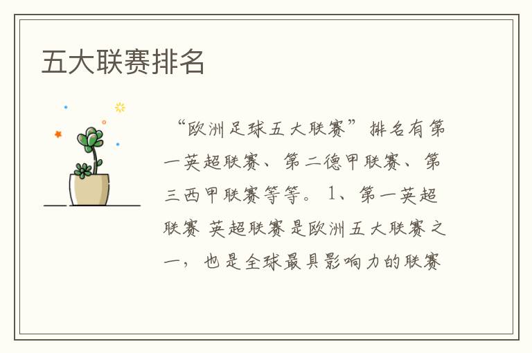 五大联赛排名