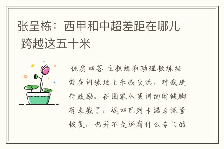 张呈栋：西甲和中超差距在哪儿 跨越这五十米
