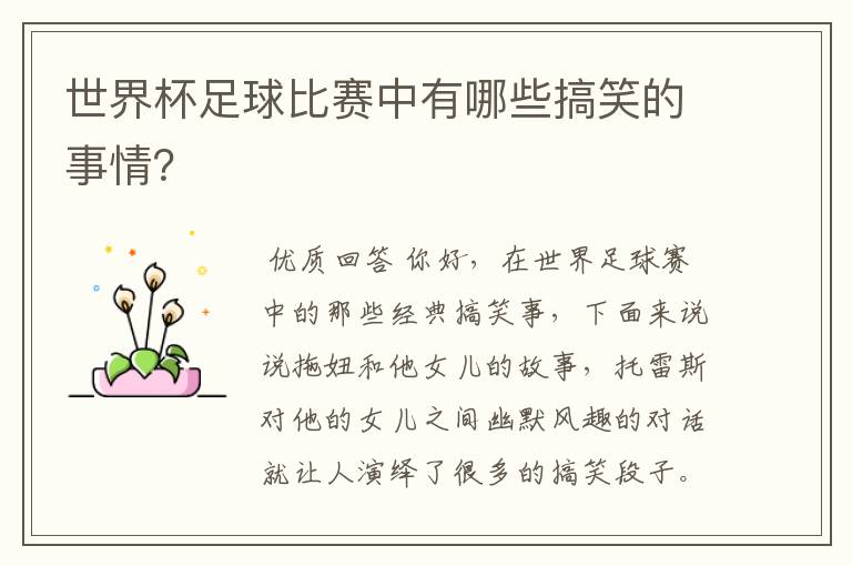 世界杯足球比赛中有哪些搞笑的事情?
