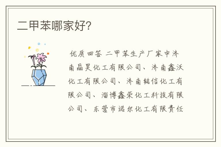 二甲苯哪家好?