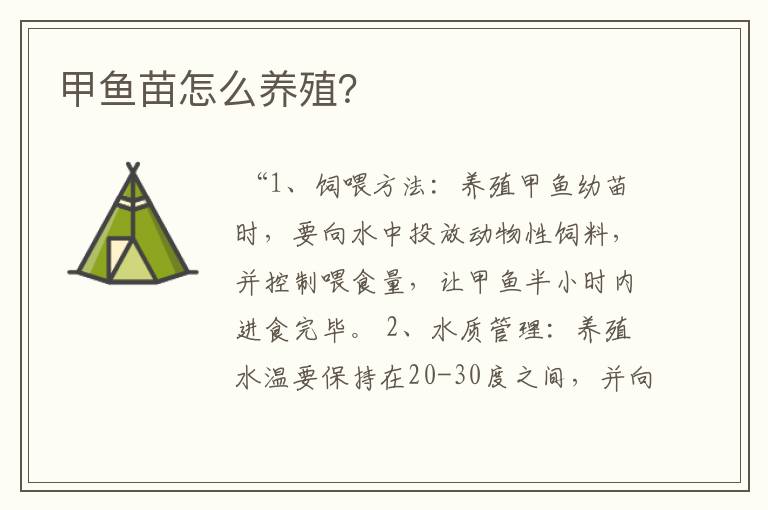 甲鱼苗怎么养殖?