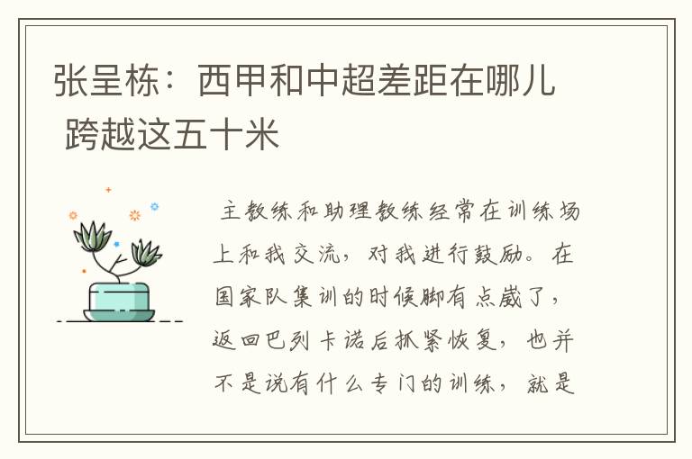 张呈栋:西甲和中超差距在哪儿 跨越这五十米