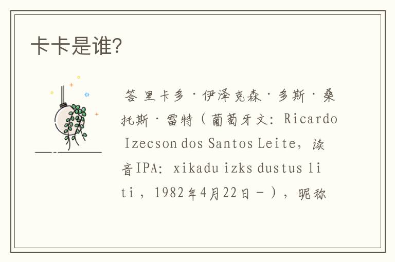 卡卡是谁?
