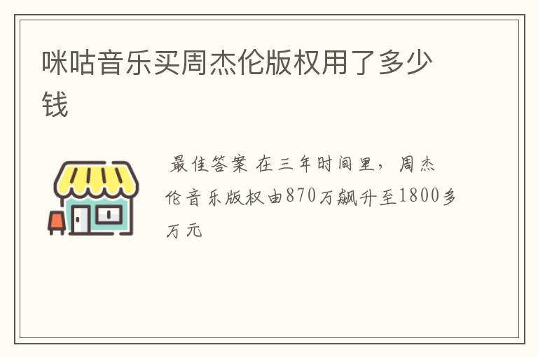咪咕音乐买周杰伦版权用了多少钱