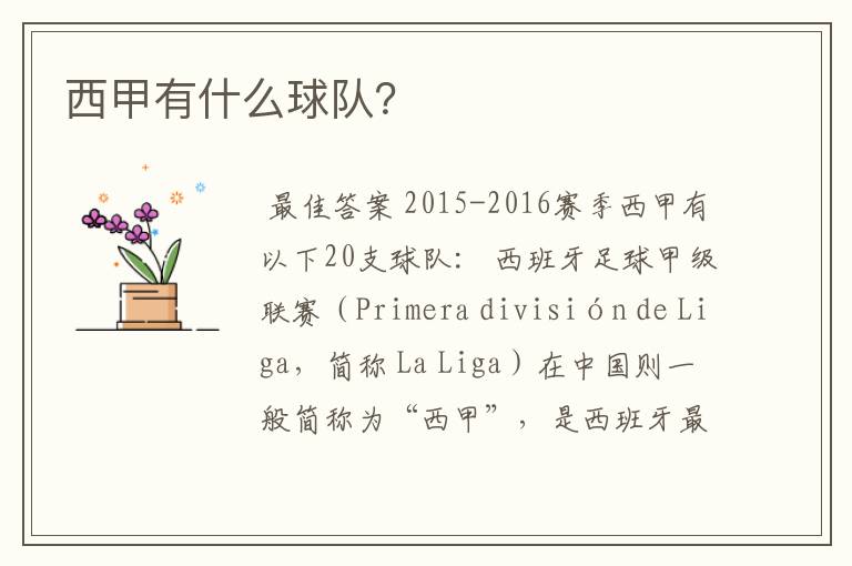 西甲有什么球队?