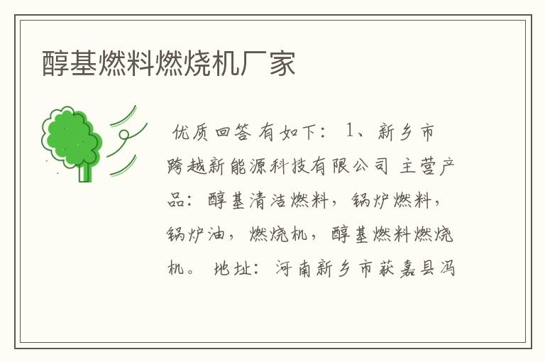 醇基燃料燃烧机厂家