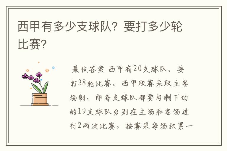 西甲有多少支球队?要打多少轮比赛?