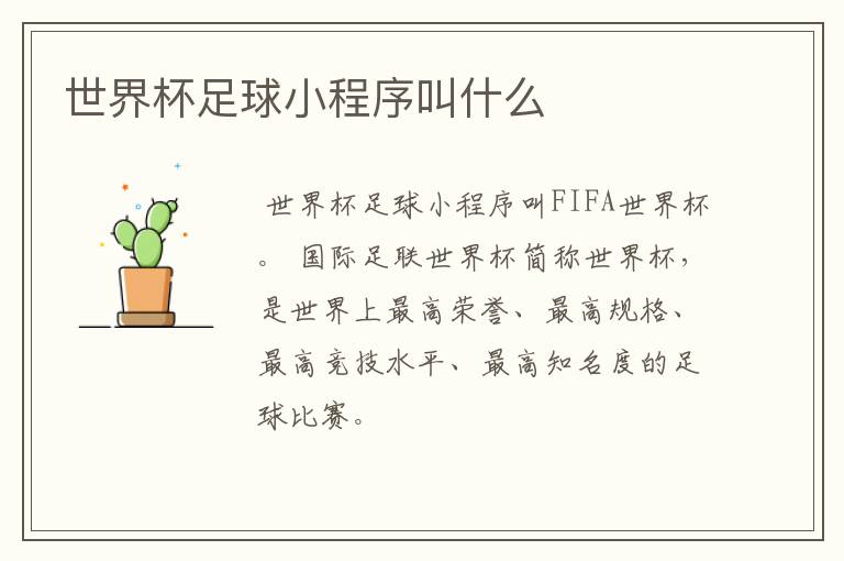 世界杯足球小程序叫什么