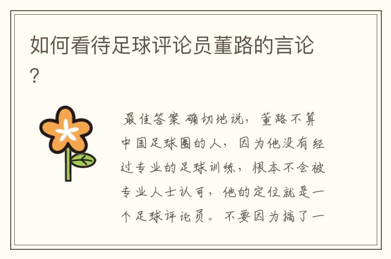 如何看待足球评论员董路的言论?