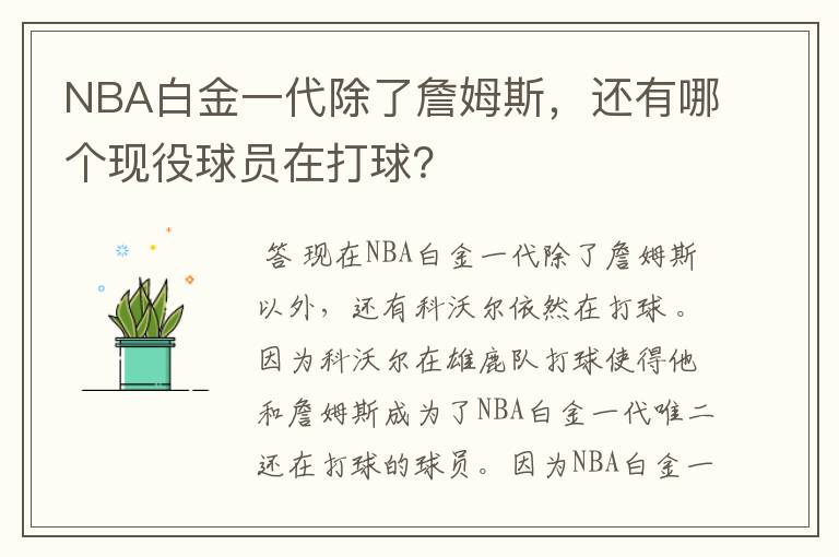 NBA白金一代除了詹姆斯,还有哪个现役球员在打球?