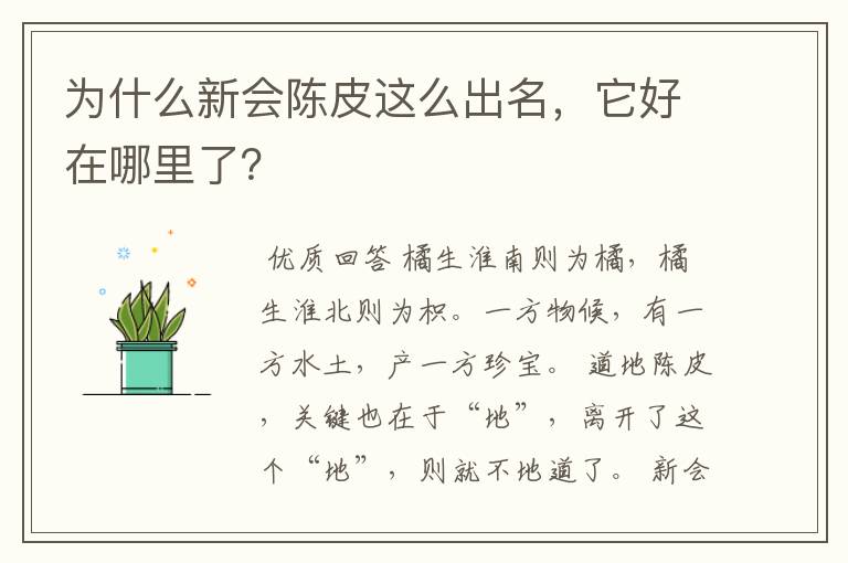 为什么新会陈皮这么出名,它好在哪里了?