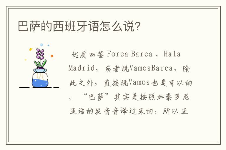 巴萨的西班牙语怎么说?