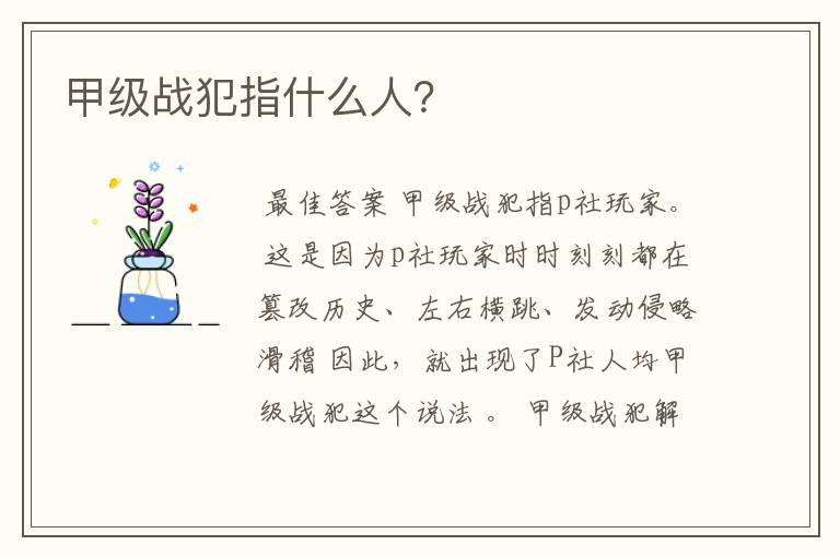 甲级战犯指什么人?