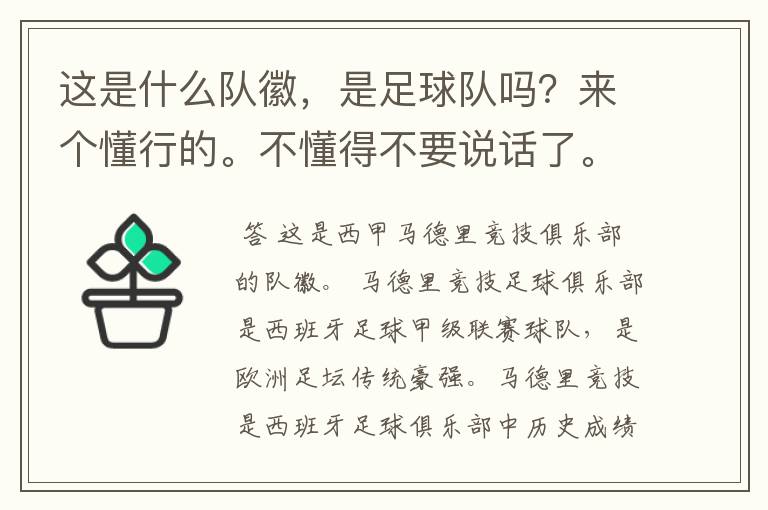 这是什么队徽,是足球队吗?来个懂行的。不懂得不要说话了。