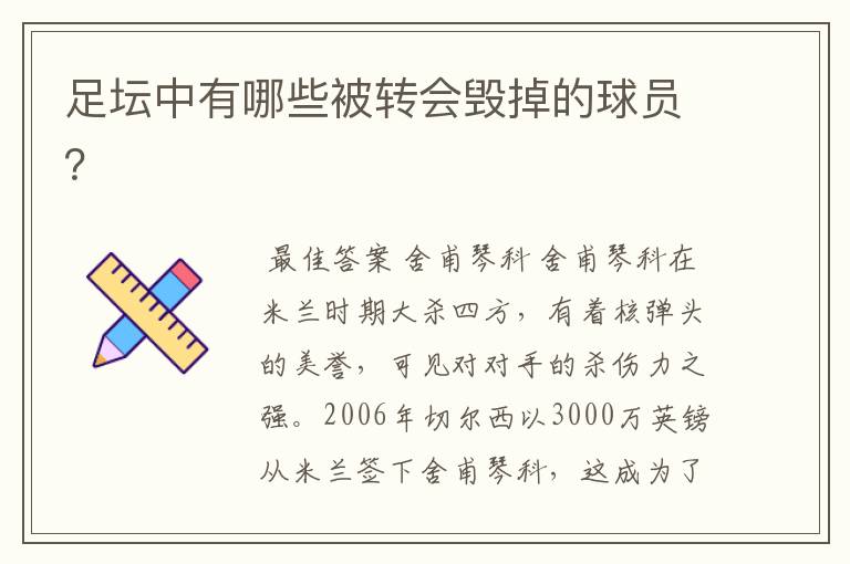 足坛中有哪些被转会毁掉的球员?
