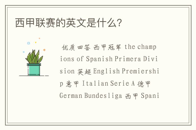 西甲联赛的英文是什么?
