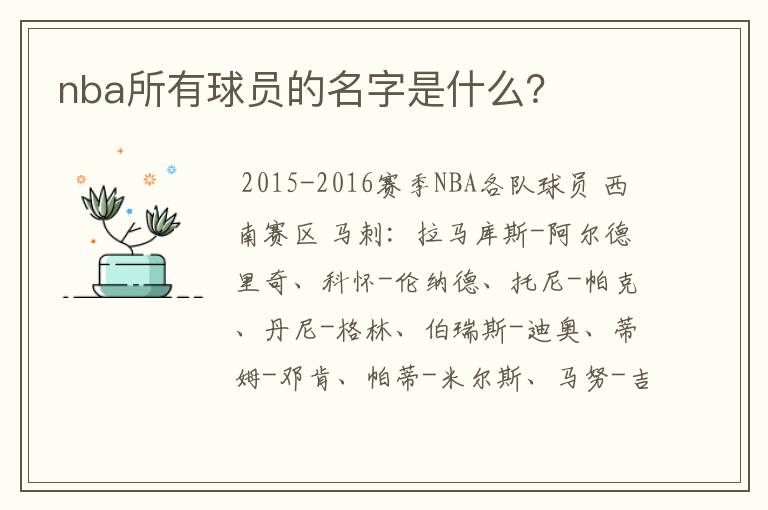 nba所有球员的名字是什么?