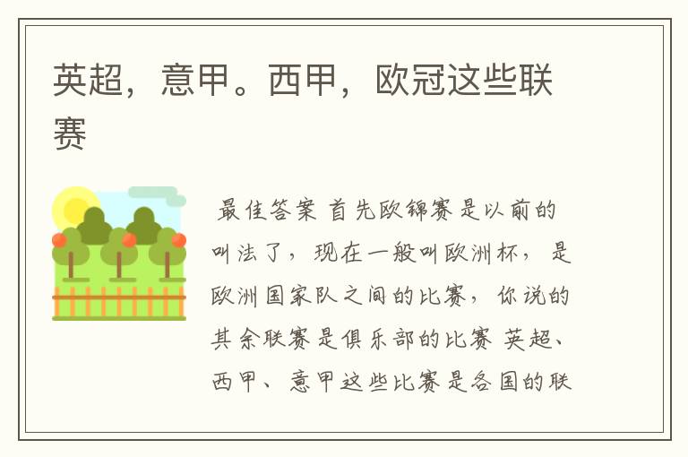 英超,意甲。西甲,欧冠这些联赛