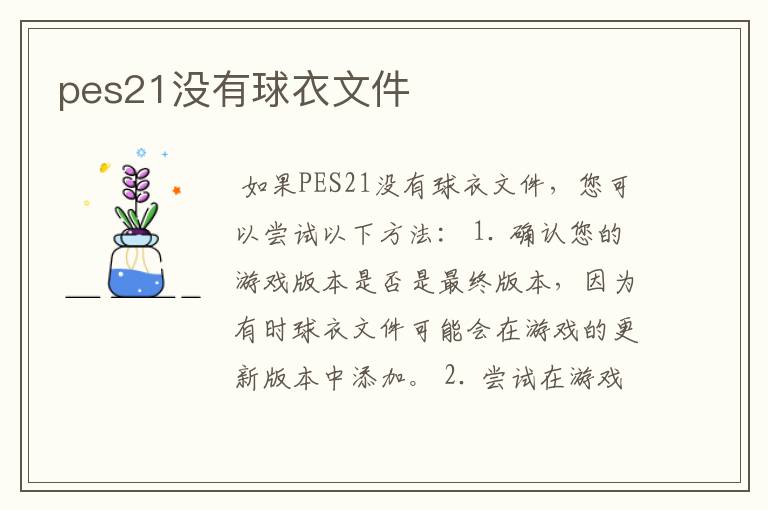 pes21没有球衣文件