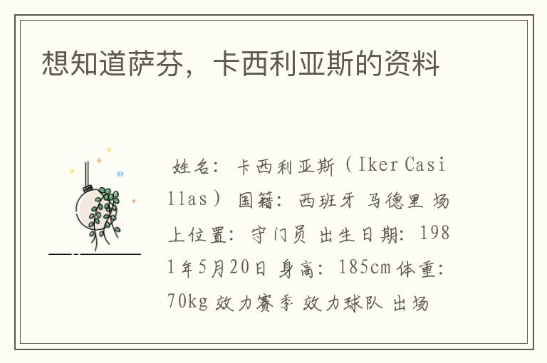 想知道萨芬,卡西利亚斯的资料