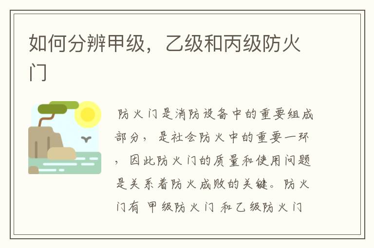如何分辨甲级,乙级和丙级防火门