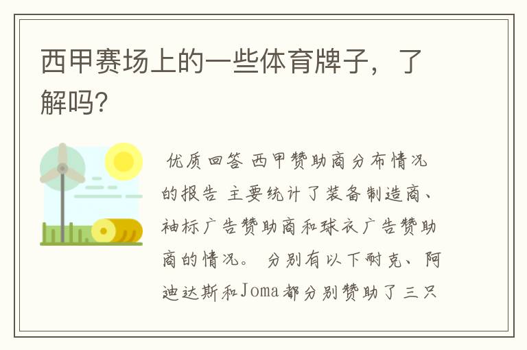 西甲赛场上的一些体育牌子,了解吗?