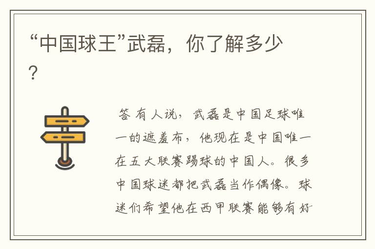 “中国球王”武磊,你了解多少?