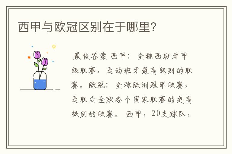 西甲与欧冠区别在于哪里?