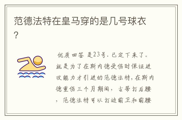 范德法特在皇马穿的是几号球衣?