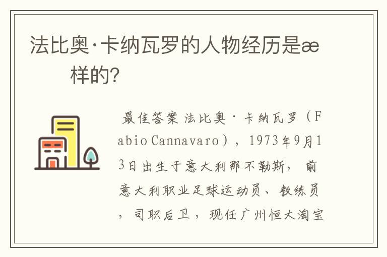 法比奥·卡纳瓦罗的人物经历是怎样的?