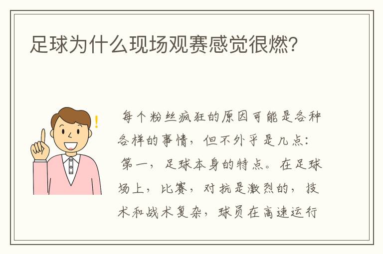 足球为什么现场观赛感觉很燃?