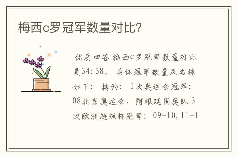 梅西c罗冠军数量对比?