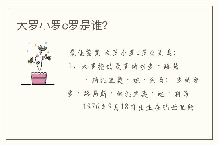 大罗小罗c罗是谁?