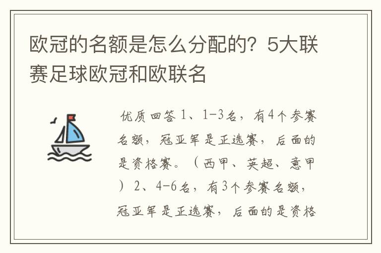 欧冠的名额是怎么分配的?5大联赛足球欧冠和欧联名