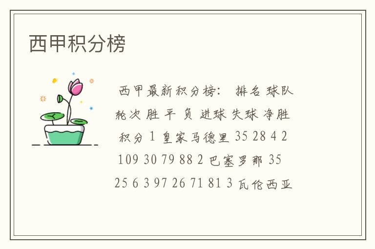 西甲积分榜