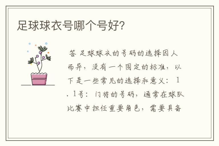 足球球衣号哪个号好?