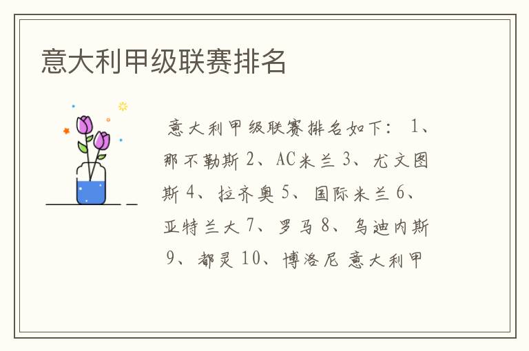 意大利甲级联赛排名