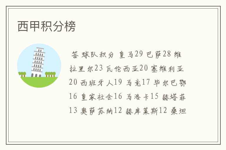 西甲积分榜