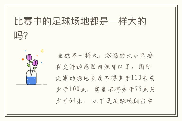 比赛中的足球场地都是一样大的吗?
