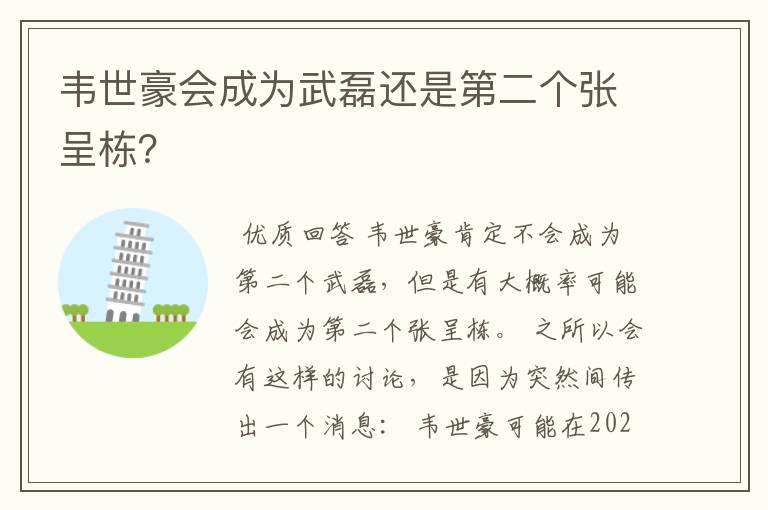 韦世豪会成为武磊还是第二个张呈栋?