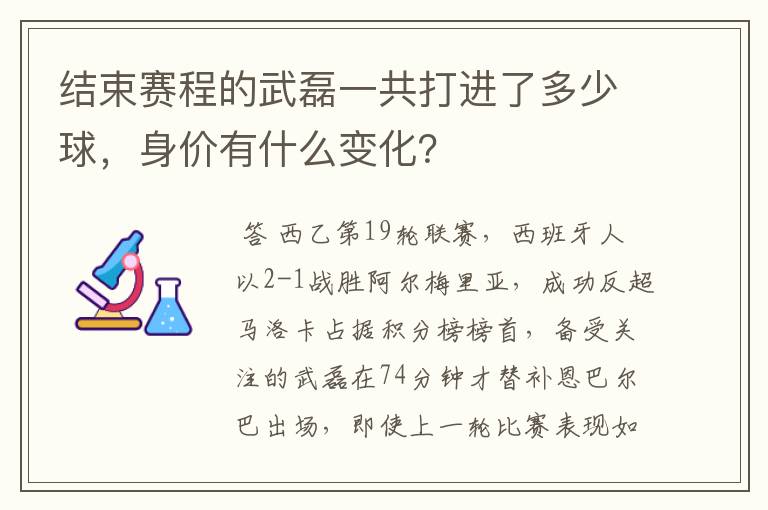 结束赛程的武磊一共打进了多少球,身价有什么变化?