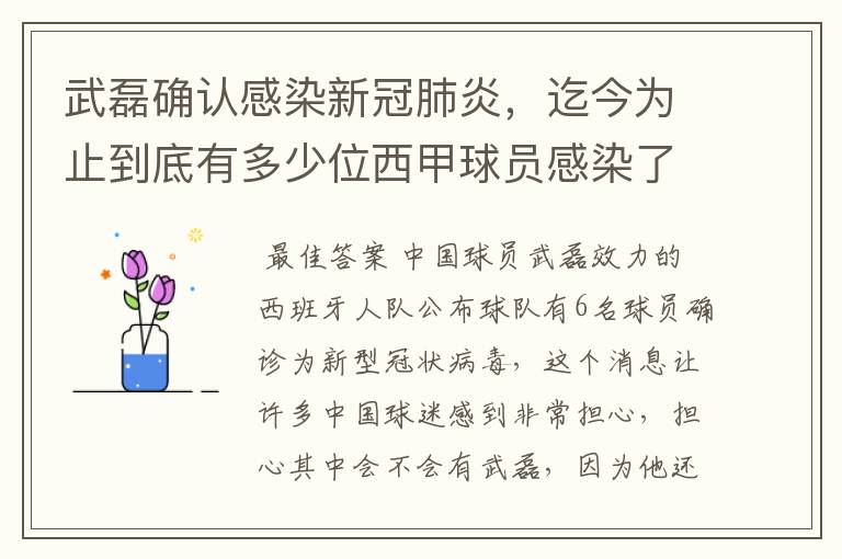 武磊确认感染新冠肺炎,迄今为止到底有多少位西甲球员感染了新冠病毒?