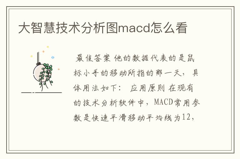 大智慧技术分析图macd怎么看