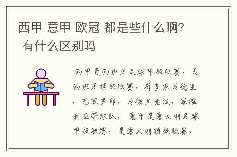 西甲 意甲 欧冠 都是些什么啊? 有什么区别吗