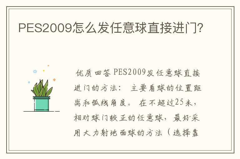 PES2009怎么发任意球直接进门?