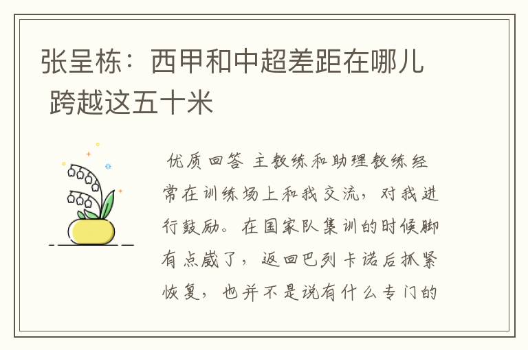 张呈栋:西甲和中超差距在哪儿 跨越这五十米