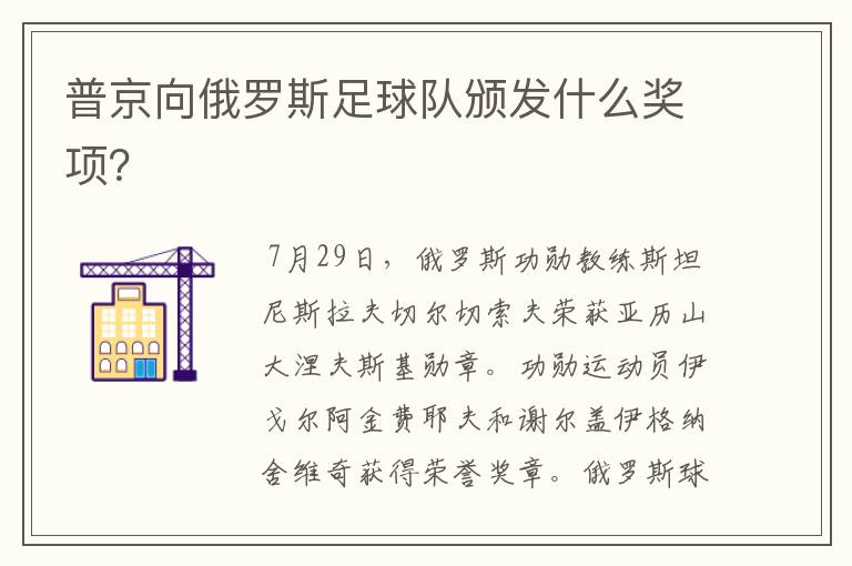普京向俄罗斯足球队颁发什么奖项?
