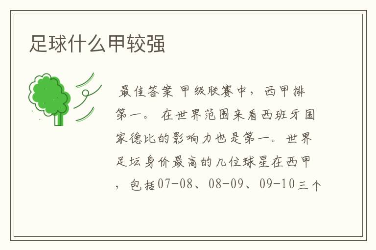 足球什么甲较强